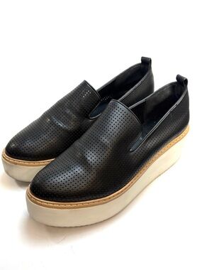 DKNY Black Perforated Leather Platform Trainers | 8